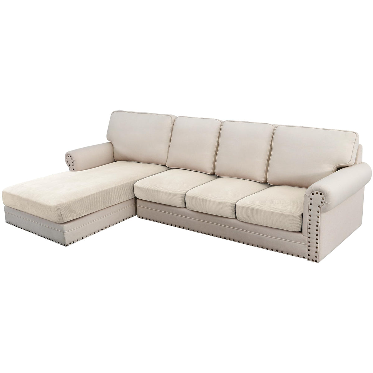 H.VERSAILTEX Velvet Stretch Couch Cushion Cover Plush Cushion Slipcover for Chair Loveseat Sofa Cushion Furniture Protector Seat Cushion Sofa Cover (2 Piece Large Sofa Cushion Covers, Ivory)