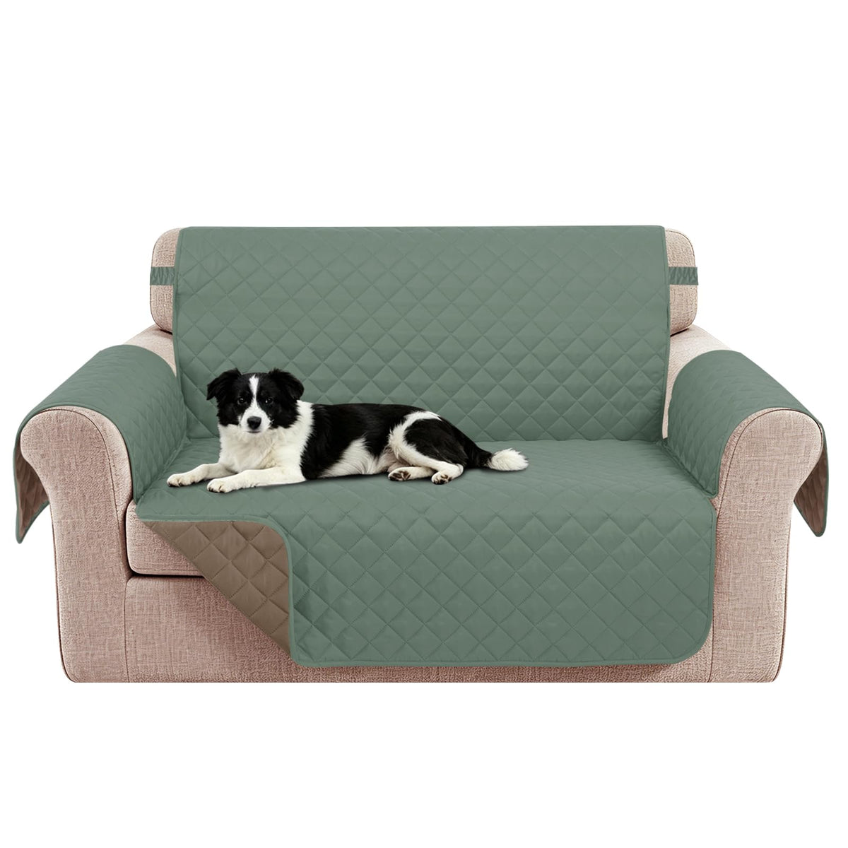 Reversible Sofa Cover for 3 Cushion, Chocolate/Beige