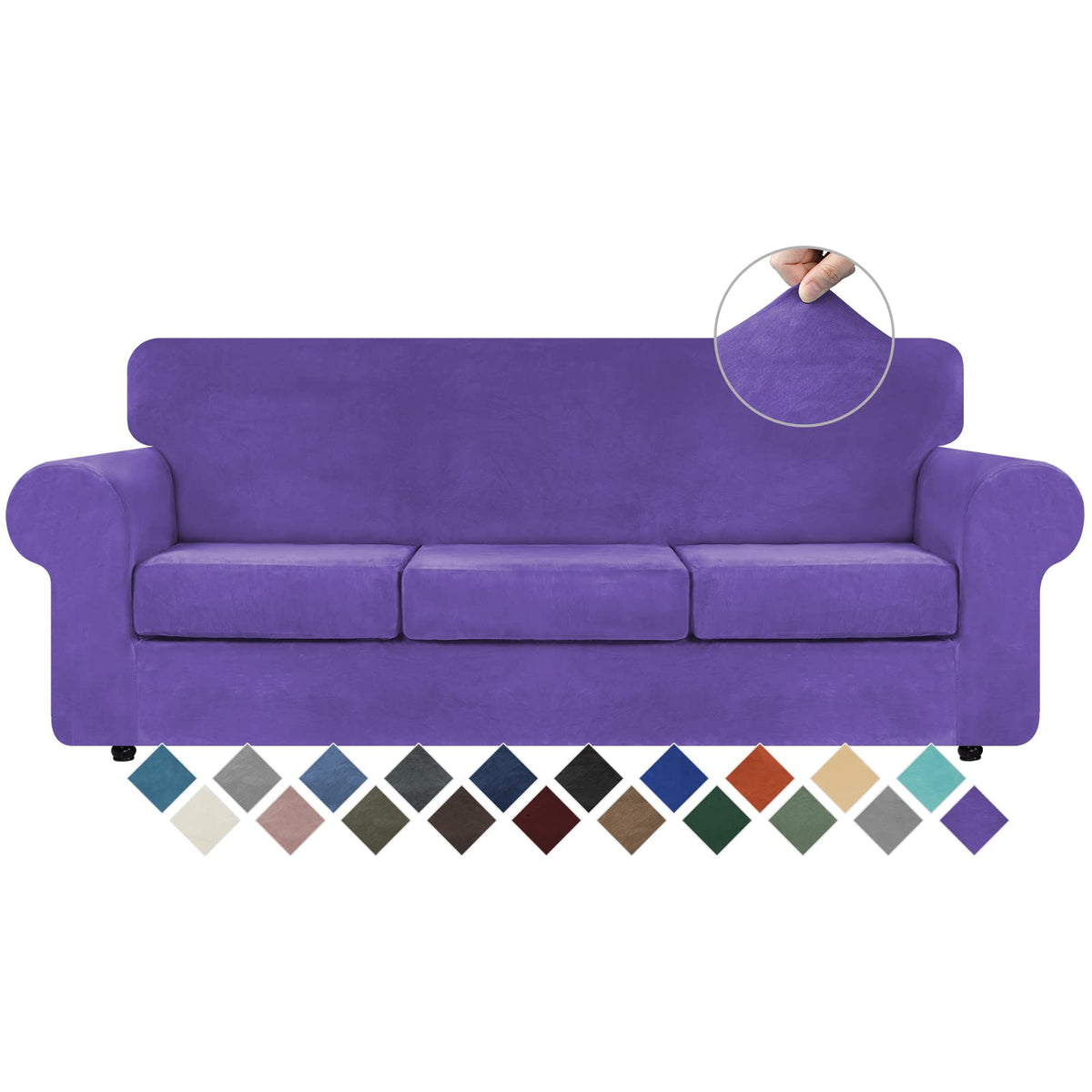 WEERRW 4 Pieces Couch Cover for Sofa Velvet Sofa Covers Washable, Dark Grey
