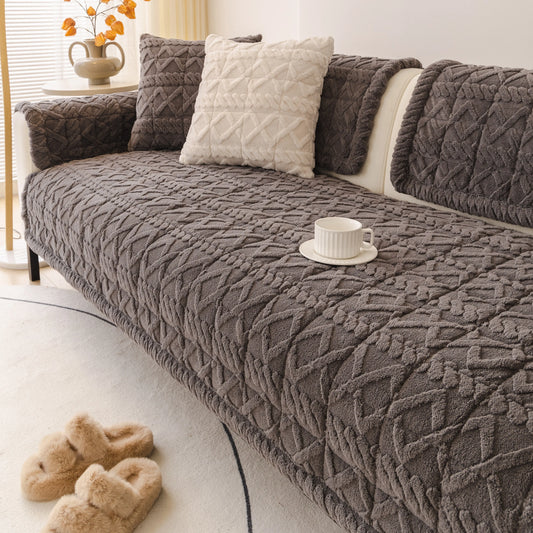 【SlumberHome】 Solid Color Quilted Sofa Cover - 1 Count Soft Couch Cover for Sofa, Non-slip Cushion Protector for Home Living Room, Bedroom