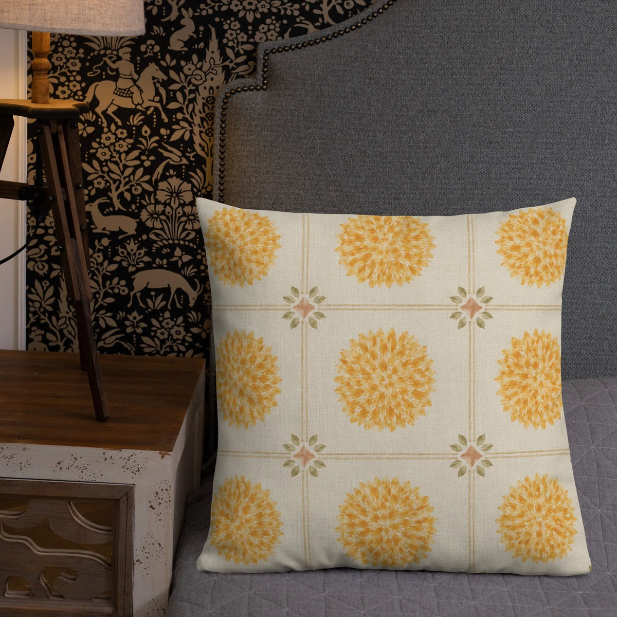 Marigold Champagne Grid Accent Pillow - Champagne