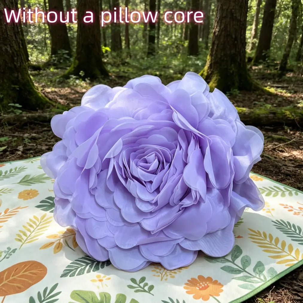Princess Style 3D Rose Flower Pillow Cover, French Romantic Home Decor Bedroom Decorative Accessories Cushion Case, Handmade Realistic Rose Peony Sofa Bed Pillow, Gift for Holidays Birthdays