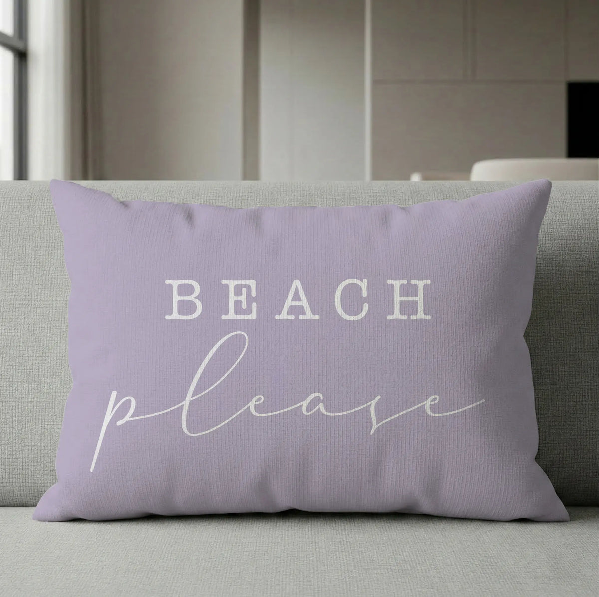 Beach Please Pillow, Indoor Outdoor Throw Pillow with Insert, Beach House Decor, Coastal Gift, Summer Patio Pillow, Beach Lover Gift