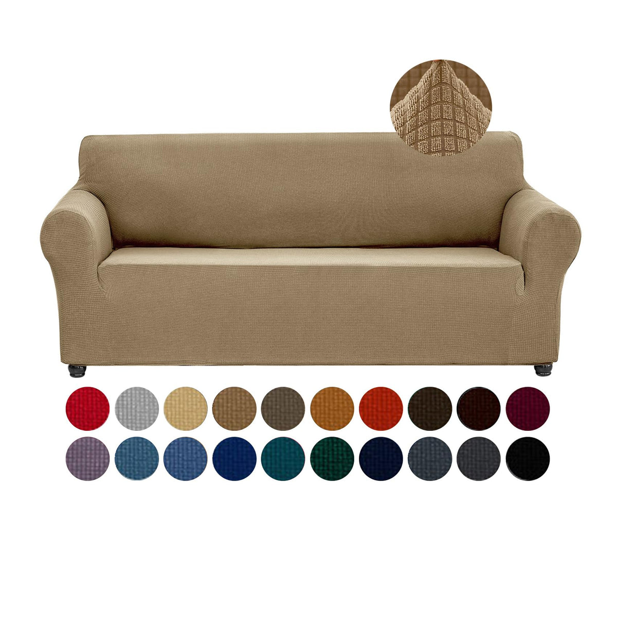 Joccun Stretch Couch Cover Slipcovers, 1-Piece Sofa Covers for 3 Cushion Couch Spandex Jacquard Washable Furniture Protector Cover for Living Room,Kids,Pets(Sofa,Black)