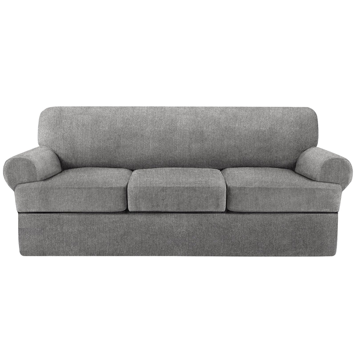 4 Piece T Cushion Sofa Slipcovers Stretch Couch Cover Furniture Covers with 3 Individual T Cushion Covers, Machine Washable for Living Room (Green, 3 Cushions)