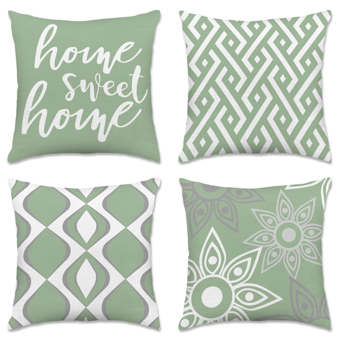 Hexagram Throw Pillow Covers 18x18, Gray Outdoor Pillow Covers Set of 4