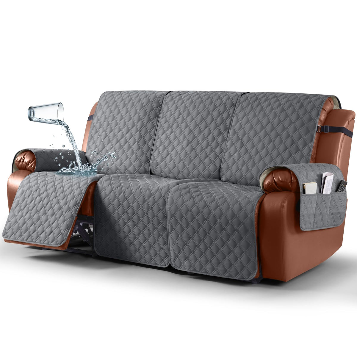 Ruaozz Waterproof Recliner Couch Covers, Non-Slip Sofa SlipCover, 3 Seater
