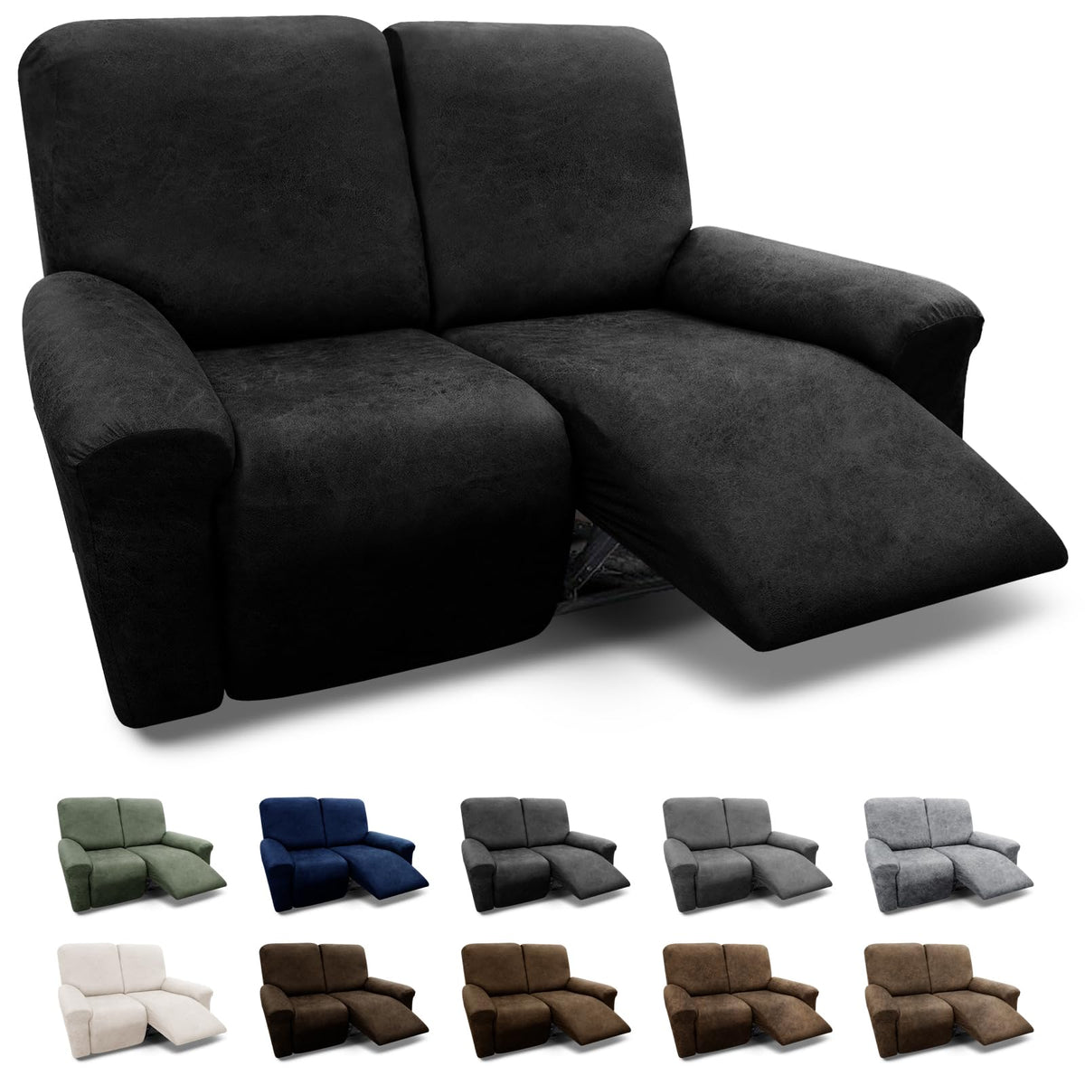 Couch Cover Leather Look 3 Seater Couch Sofa Cover 1-Piece Sofa Slipcover Stretch Furniture Protector with Elastic Bottom & Pockets(Sofa, Coffee)