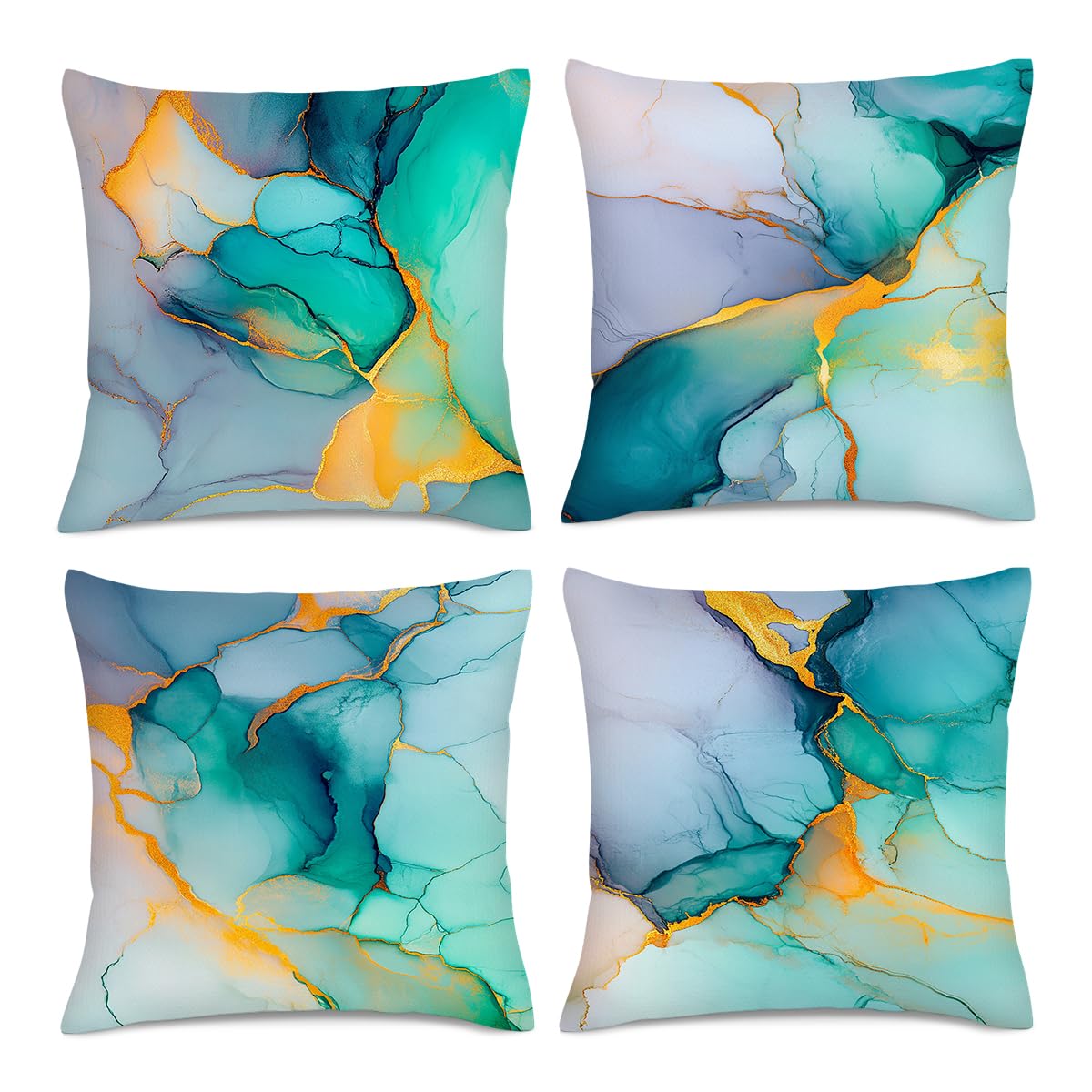 Boho Floral Throw Pillows Covers 18x18 in Colorful Flower Set of 4