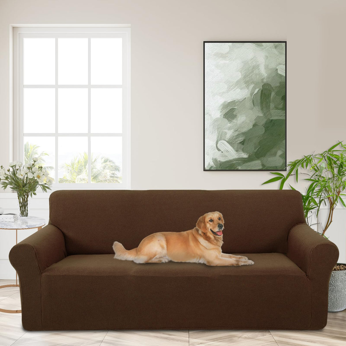 Stretch Couch Covers for Sofa Washable, Large, Chocolate