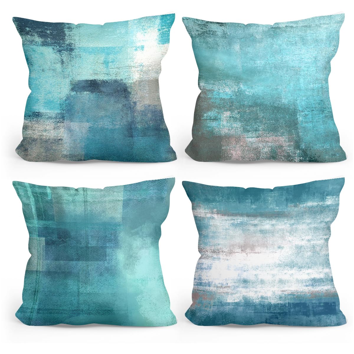 4Pcs Blue Grey Throw Pillow Covers, Dark Blue Throw Pillows Cushion Covers