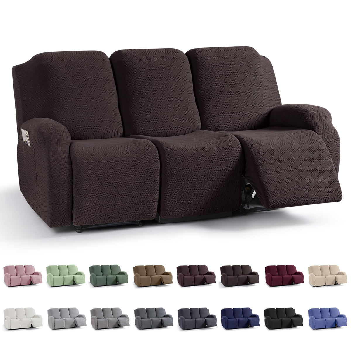 KinCam Recliner Sofa Covers, Stretch Reclining Cover, Dark Gray