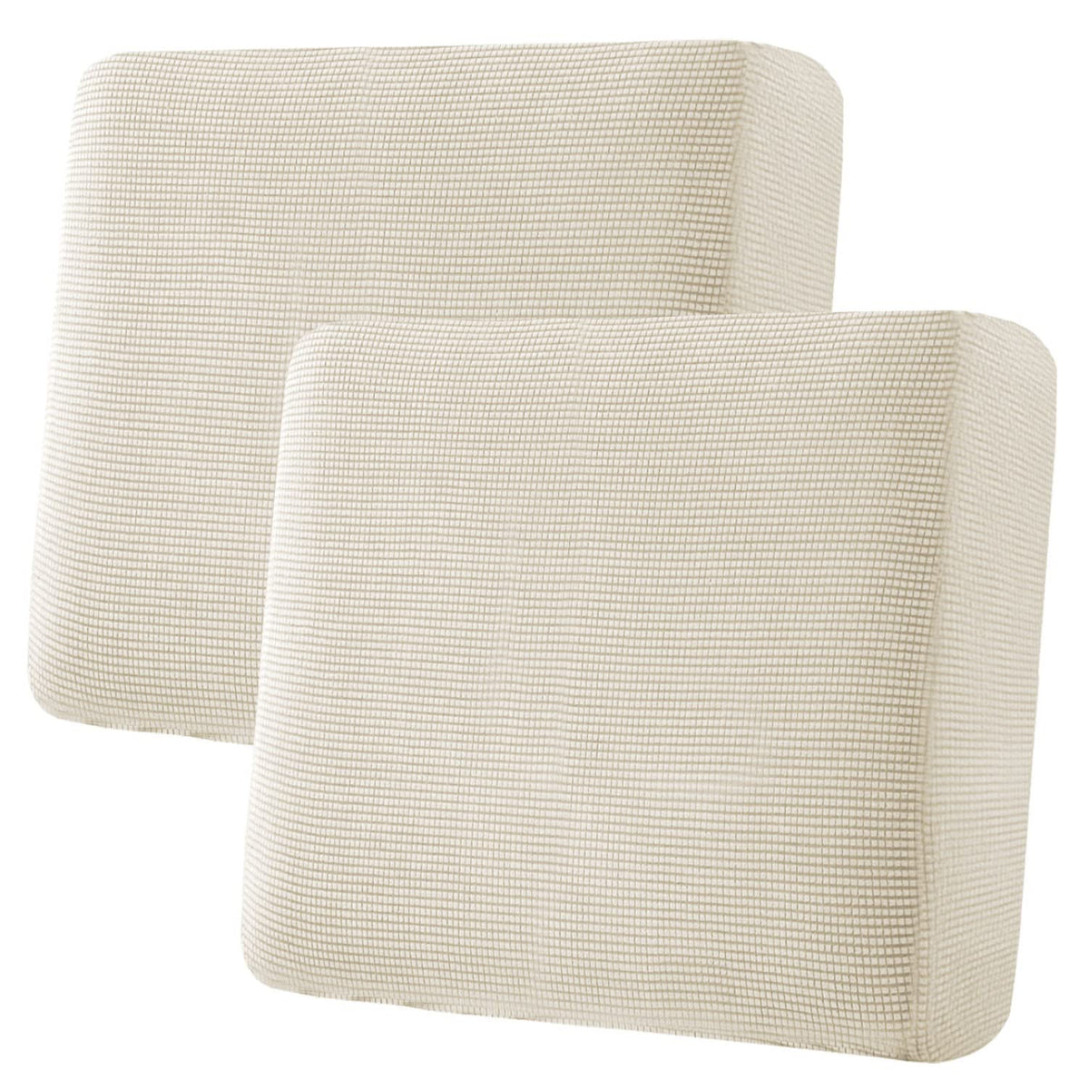 H.VERSAILTEX Super Stretch Individual Seat Cushion/Couch Slipcover Sets Thick Jacquard Textured Twill Fabric (3 Piece Sofa Covers, Sand)