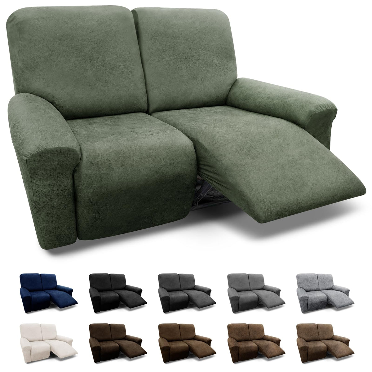 Couch Cover Leather Look 3 Seater Couch Sofa Cover 1-Piece Sofa Slipcover Stretch Furniture Protector with Elastic Bottom & Pockets(Sofa, Coffee)