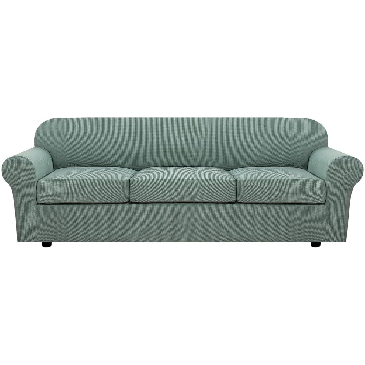H.VERSAILTEX 4 Piece Stretch Sofa Covers for 3 Cushion Couch Covers for Living Room Slipcovers (Base Cover Plus 3 Seat Cushion Covers) Upgraded Thicker Jacquard Fabric (Sofa, Sand)