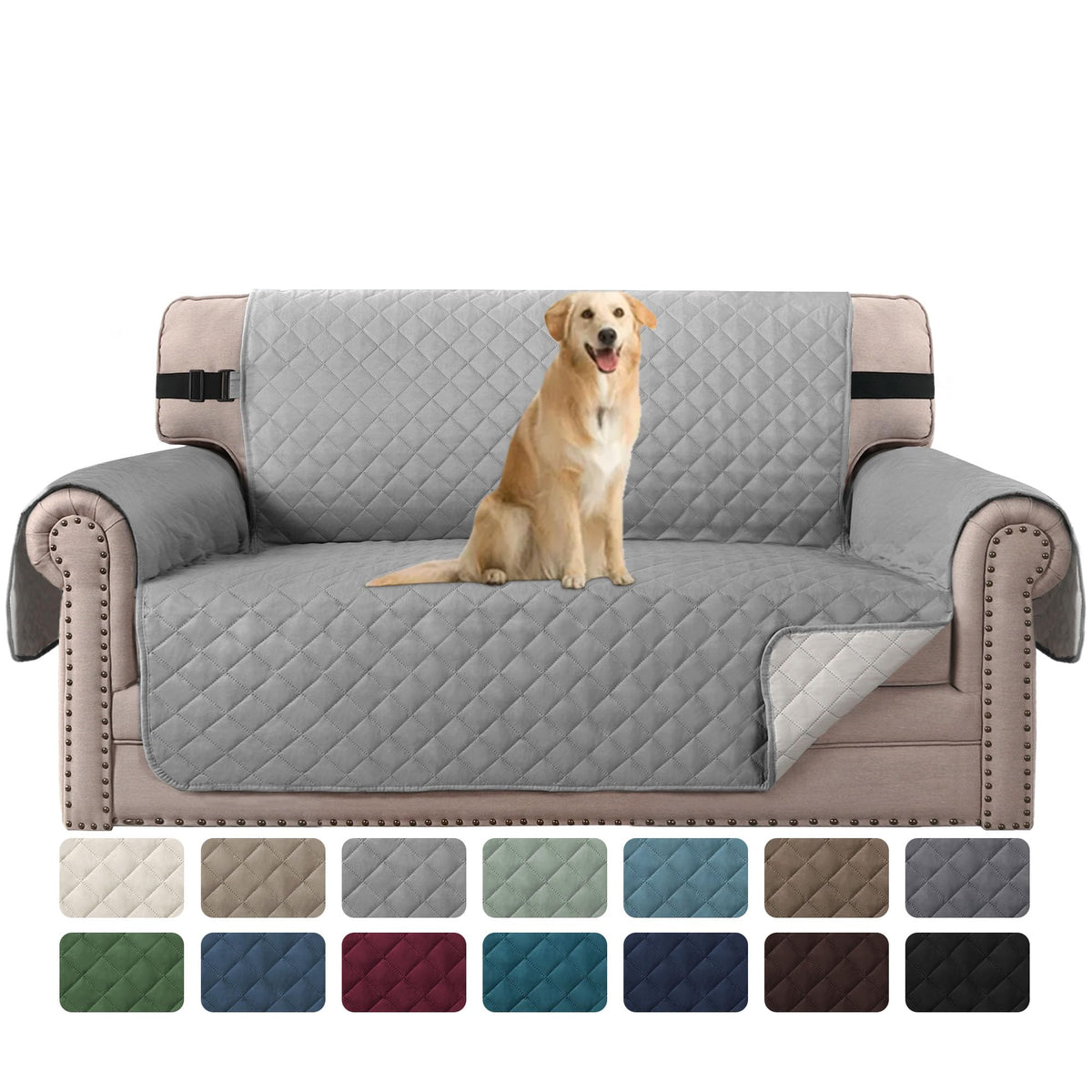 H.VERSAILTEX Reversible Couch Cover for 3 Cushion Cover Pet Friendly Sofa Cover for Dog Washable Furniture Protector Water Resistant Slipcover with Non Slip Elastic Strap(Sofa, Ivory/Beige)
