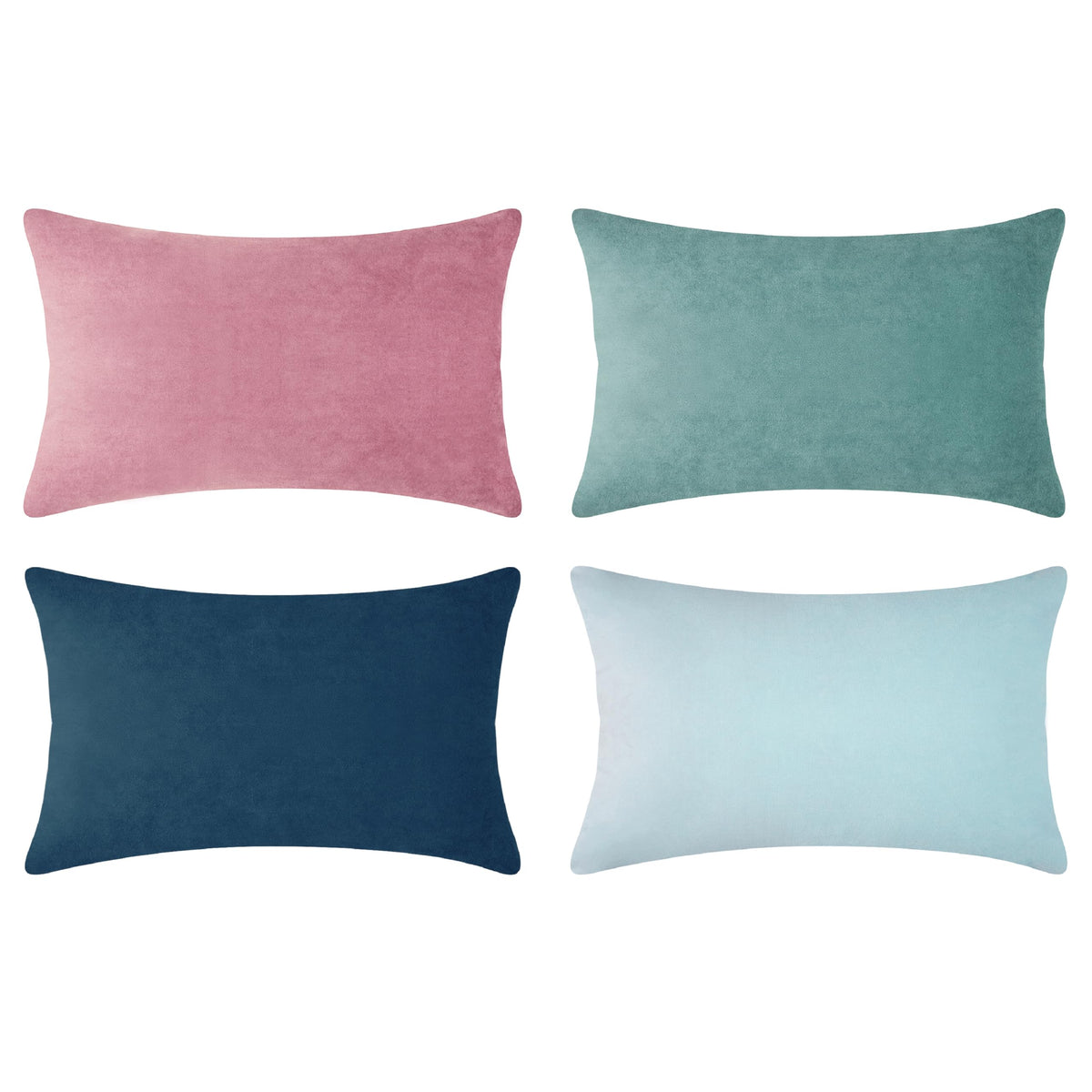 MONDAY MOOSE Decorative Throw Pillow Covers Cushion Cases, Set of 4 Soft Velvet Modern Designs, Mix and Match for Home Decor, Pillow Inserts Not Included (18x18 inch, Orange/Teal)