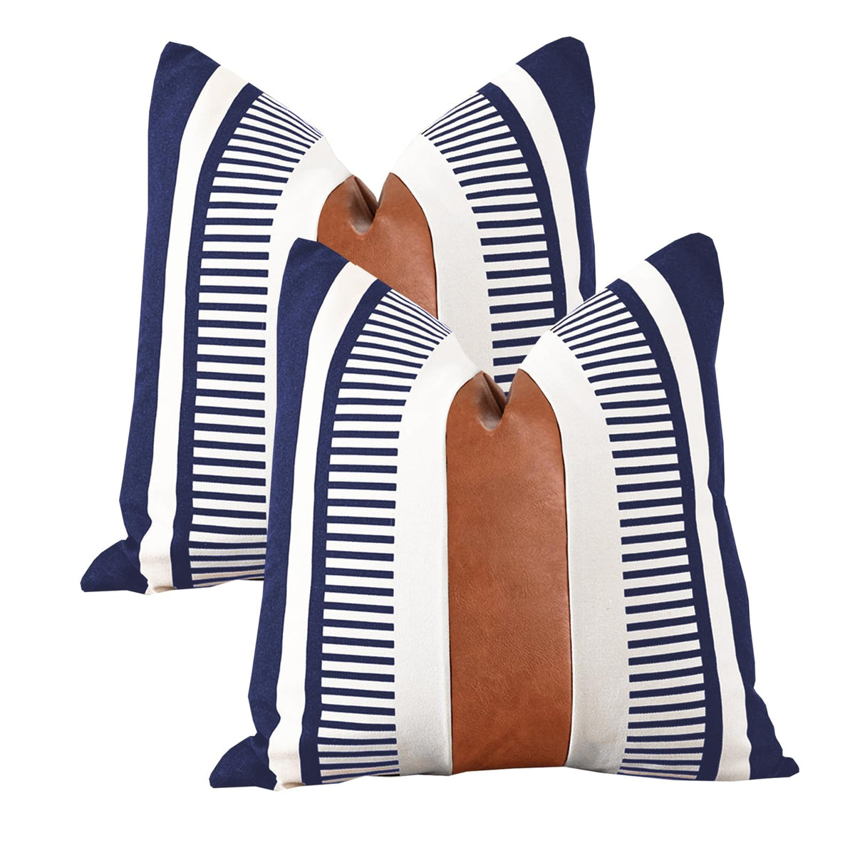Decorative Striped Throw Pillow Cover 18x18 Black White & Brown