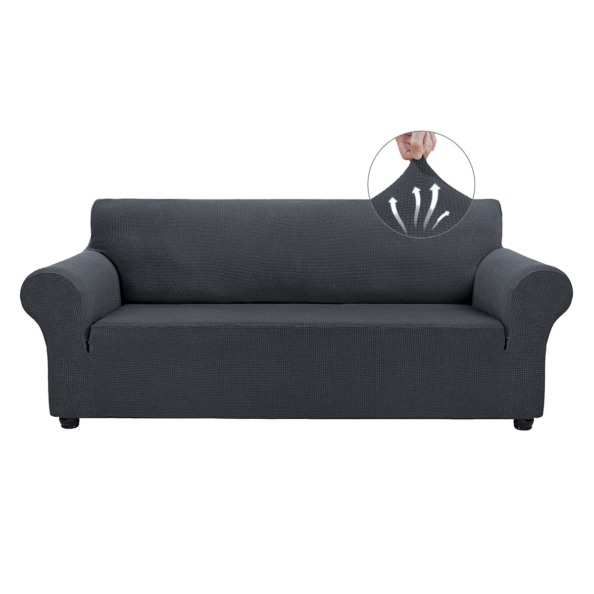 Asnomy Stretch Couch Covers for Sofa Washable, 3 Cushion Couch,Black