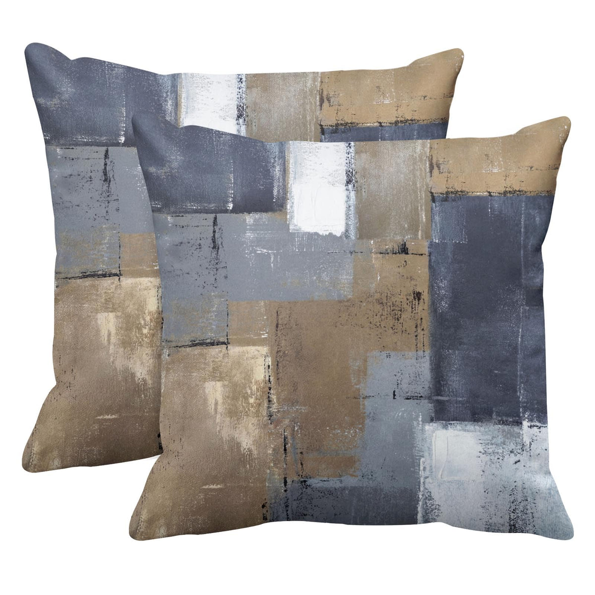 Britimes Throw Pillow Covers Set of 2, 18 x 18 Inch, Grey Brown Beige