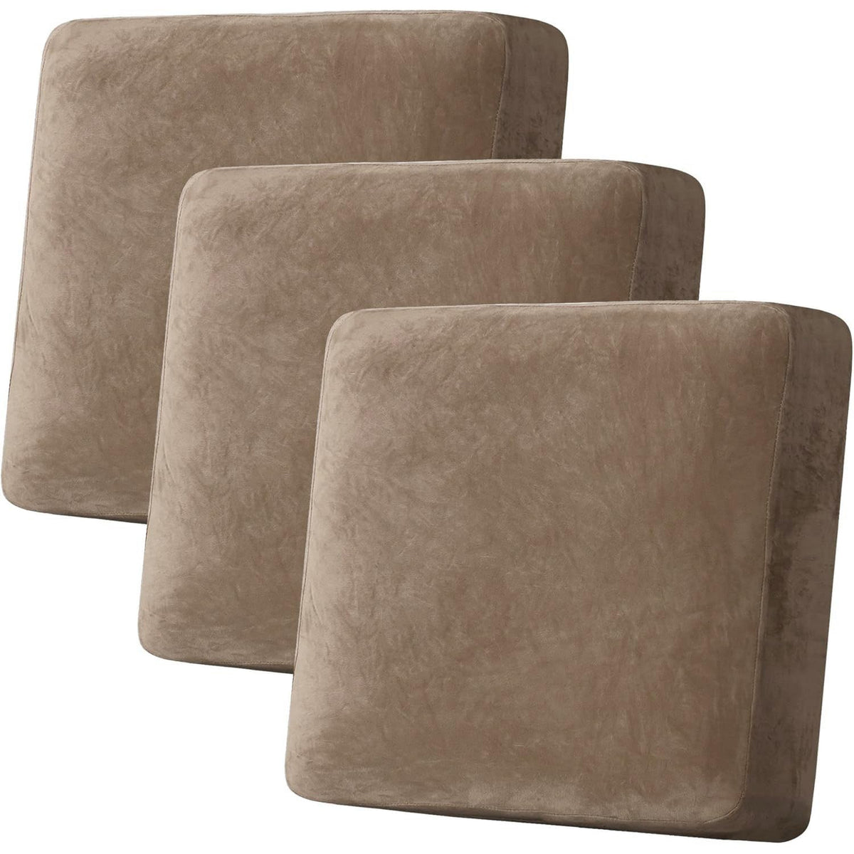 H.VERSAILTEX Velvet Stretch Couch Cushion Cover Plush Cushion Slipcover for Chair Loveseat Sofa Cushion Furniture Protector Seat Cushion Sofa Cover (2 Piece Large Sofa Cushion Covers, Ivory)