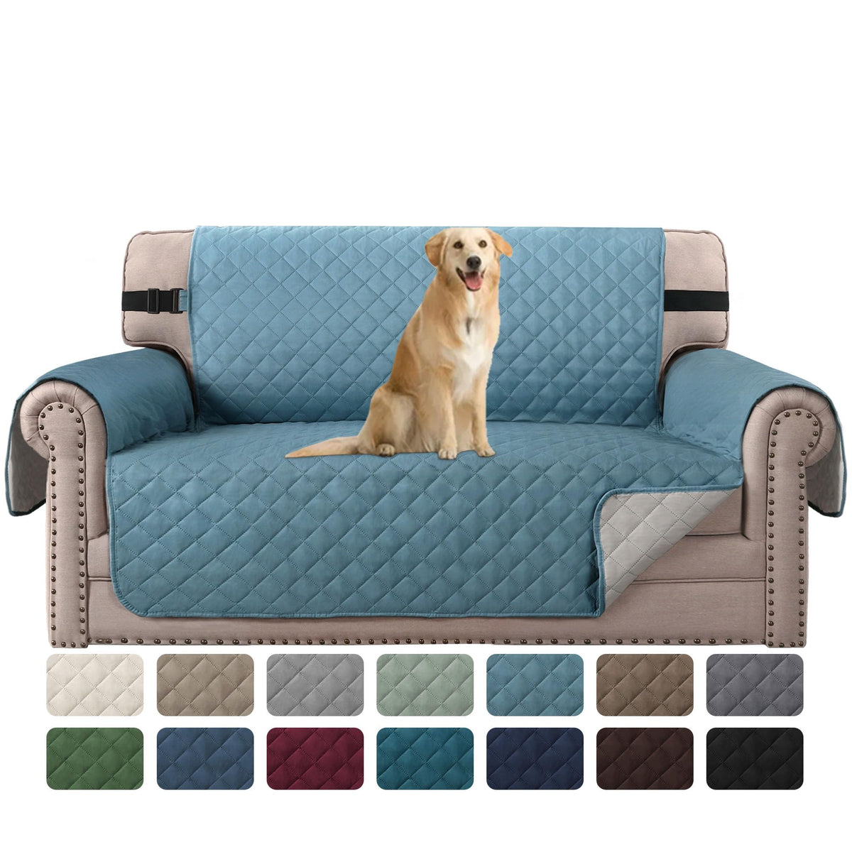 H.VERSAILTEX Reversible Couch Cover for 3 Cushion Cover Pet Friendly Sofa Cover for Dog Washable Furniture Protector Water Resistant Slipcover with Non Slip Elastic Strap(Sofa, Ivory/Beige)