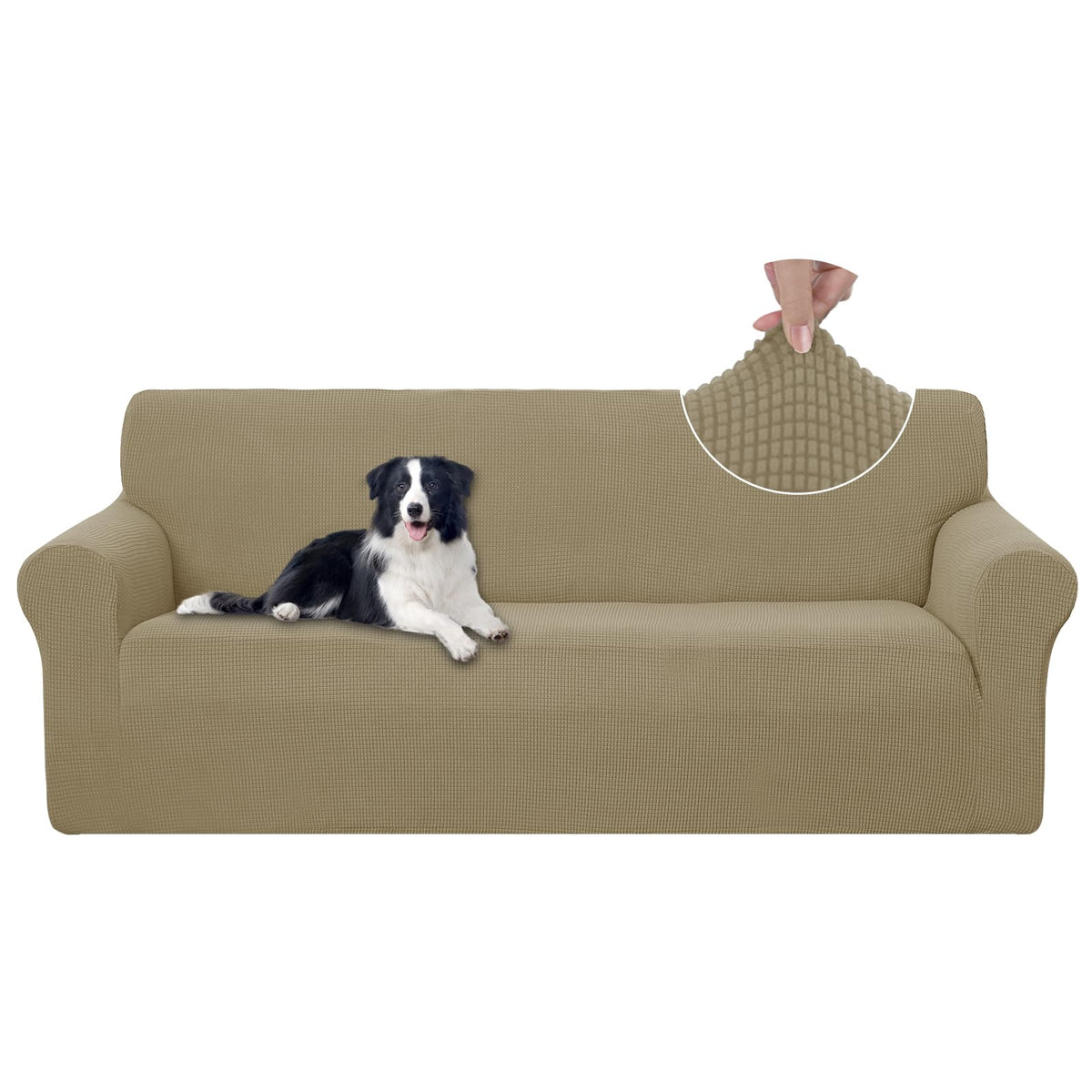 U-NICE HOME Stretch Couch Cover Slipcover for 3 Cushion Sofa, Chocolate