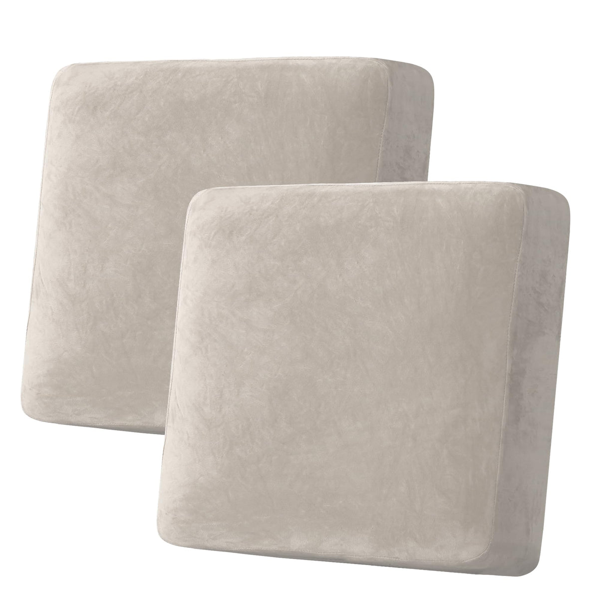 H.VERSAILTEX Velvet Stretch Couch Cushion Cover Plush Cushion Slipcover for Chair Loveseat Sofa Cushion Furniture Protector Seat Cushion Sofa Cover (3 Piece Sofa Cushion Covers, Ivory)