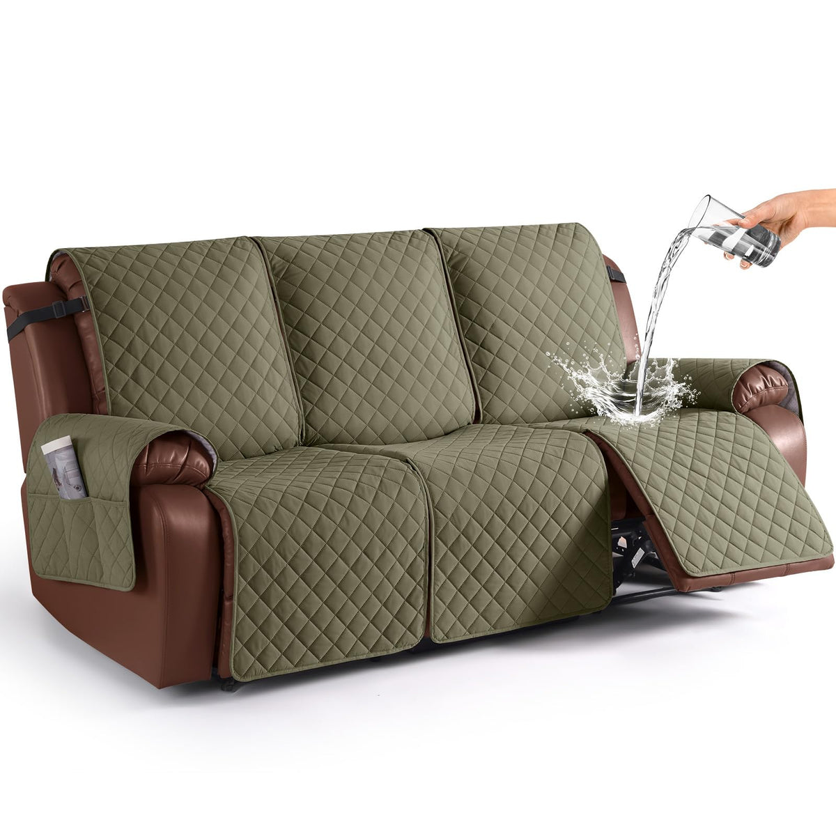 KinCam Waterproof Recliner Sofa Covers Washable, 3 Seater, Chocolate