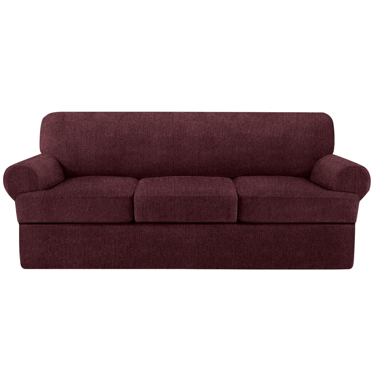 4 Piece T Cushion Sofa Slipcovers Stretch Couch Cover Furniture Covers with 3 Individual T Cushion Covers, Machine Washable for Living Room (Green, 3 Cushions)
