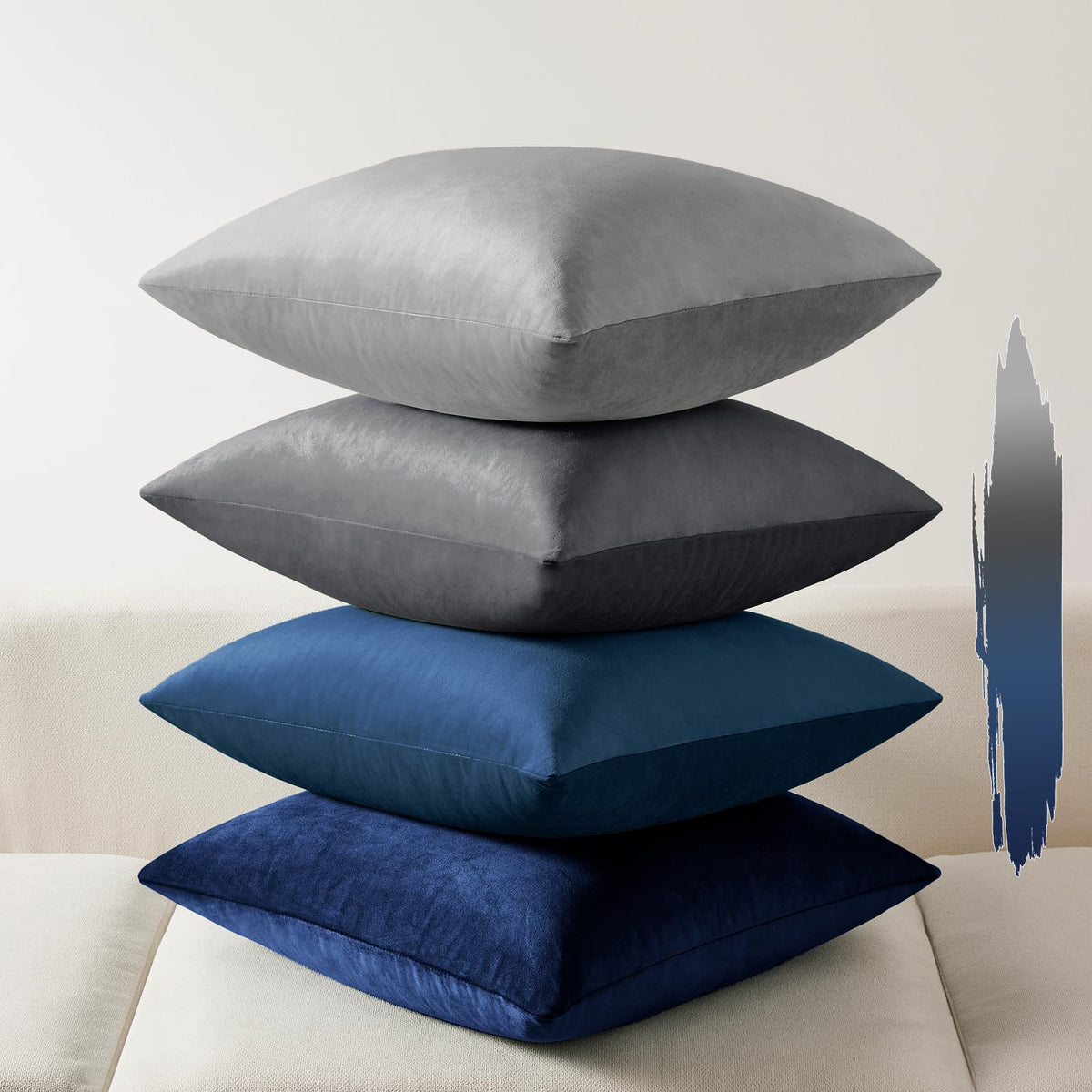 Softalker Velvet Throw Pillow Covers 18x18 Set of 4, Brown Gradient