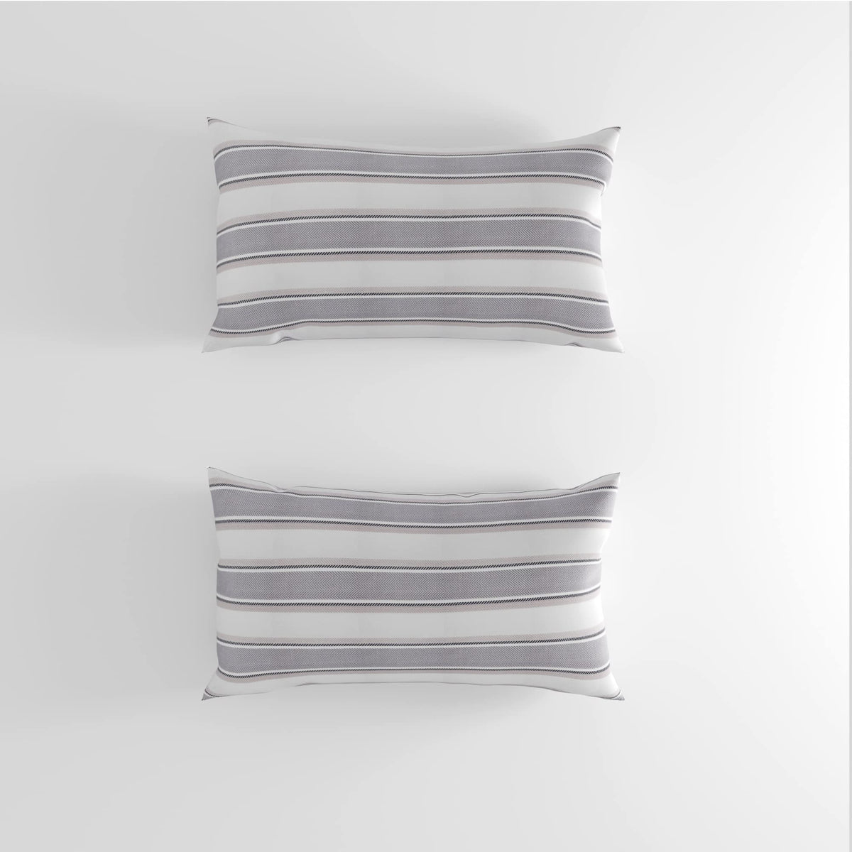 2 Pieces Decorative Classic Retro Stripe Throw Pillow Cover Soft Faux Linen Modern Farmhouse Lumbar Cushion Case for Sofa Bedroom Car 12 x 20 Inch Grey Blue Mixed