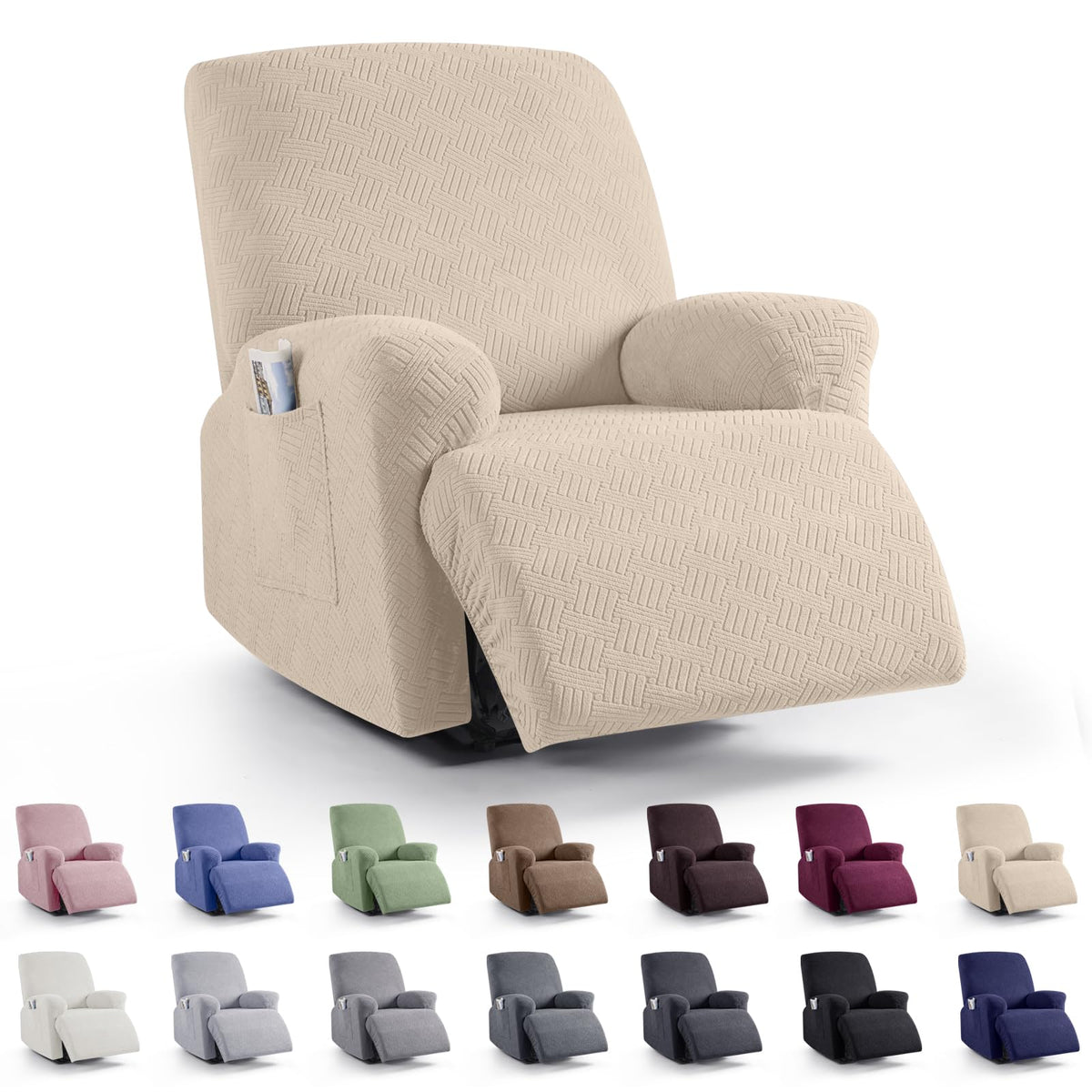 KinCam Recliner Sofa Covers, Stretch Reclining Cover, Dark Gray