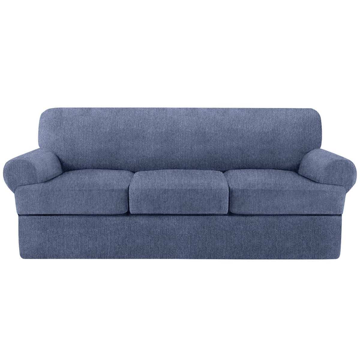 4 Piece T Cushion Sofa Slipcovers Stretch Couch Cover Furniture Covers with 3 Individual T Cushion Covers, Machine Washable for Living Room (Green, 3 Cushions)