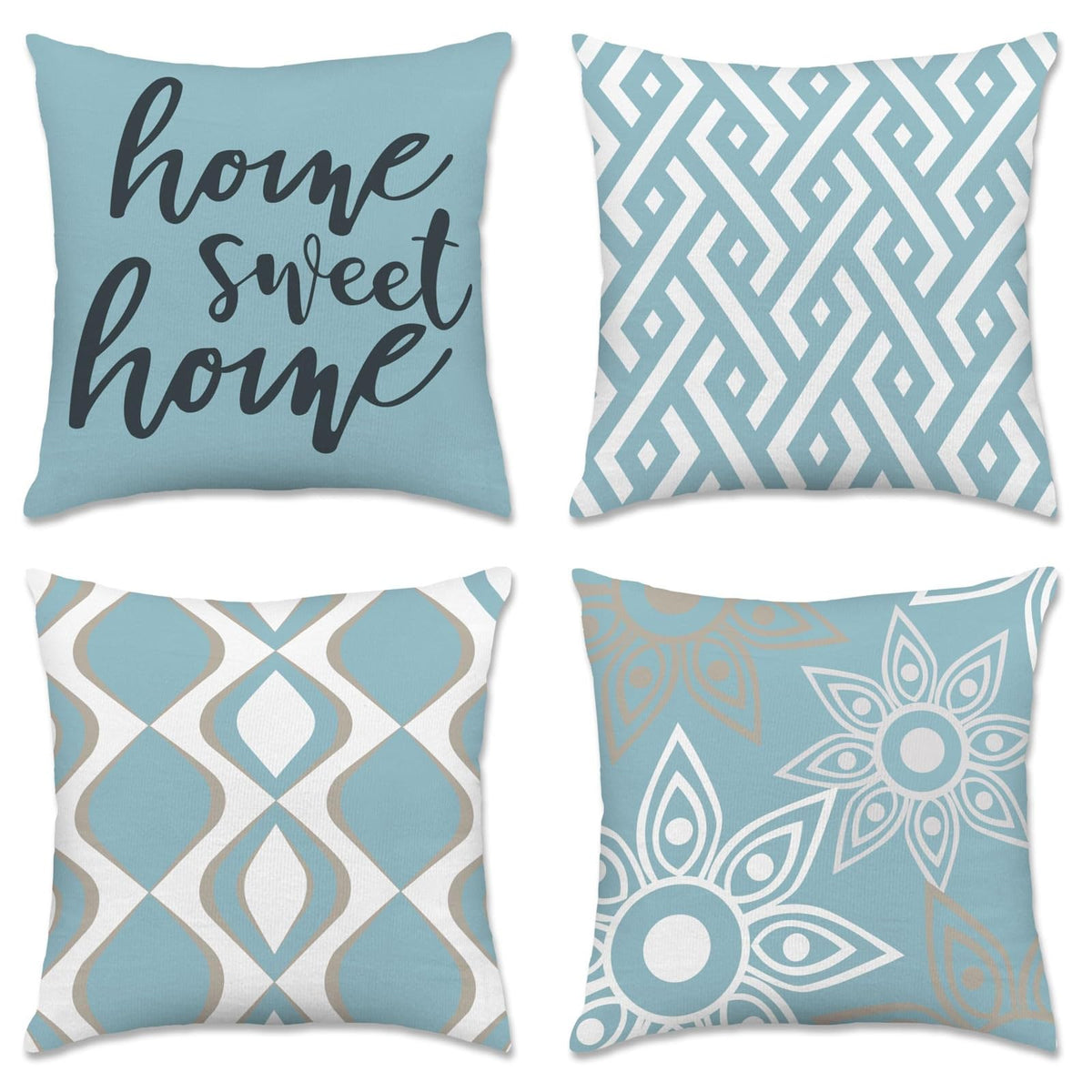 Hexagram Throw Pillow Covers 18x18, Gray Outdoor Pillow Covers Set of 4