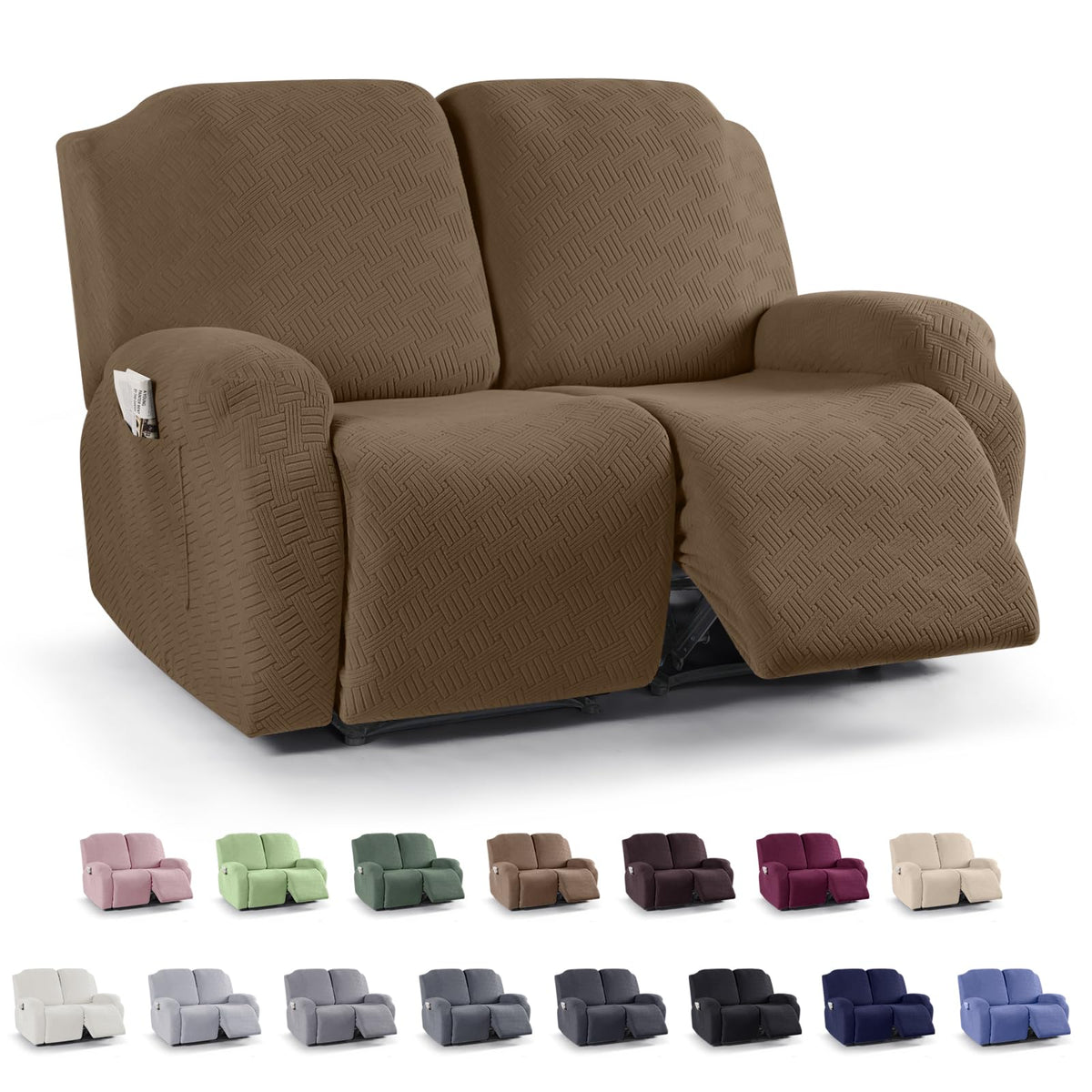 KinCam Recliner Sofa Covers, Stretch Reclining Cover, Dark Gray