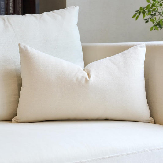 Neutral Floral Pillow Cover 12x20, Vintage Linen Lumbar Pillow Cover Soft Decorative Farmhouse Accent Pillow Case for Couch Bedroom Living Room Home Decor, Green