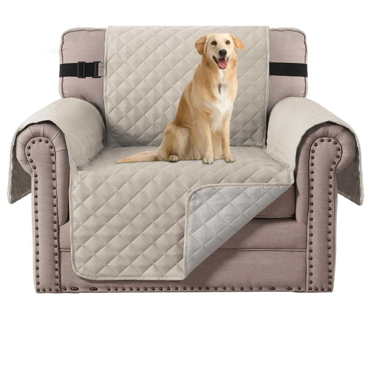 H.VERSAILTEX Reversible Couch Cover for 3 Cushion Cover Pet Friendly Sofa Cover for Dog Washable Furniture Protector Water Resistant Slipcover with Non Slip Elastic Strap(Sofa, Ivory/Beige)