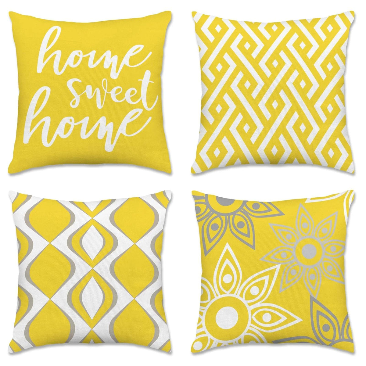 Hexagram Throw Pillow Covers 18x18, Gray Outdoor Pillow Covers Set of 4