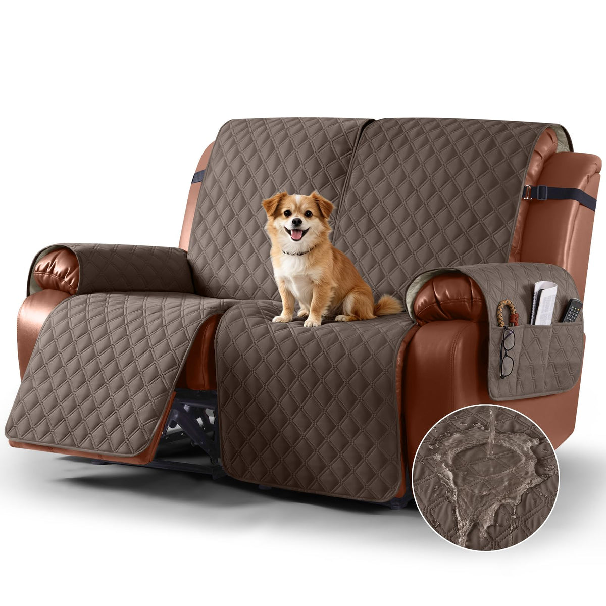 Ruaozz Waterproof Recliner Couch Covers, Non-Slip Sofa SlipCover, 3 Seater