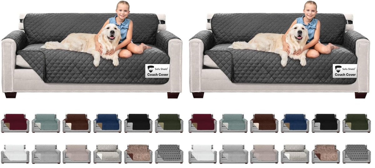 Sofa Shield® Couch Sofa Slip Cover for Dogs with Strap, Navy Sand