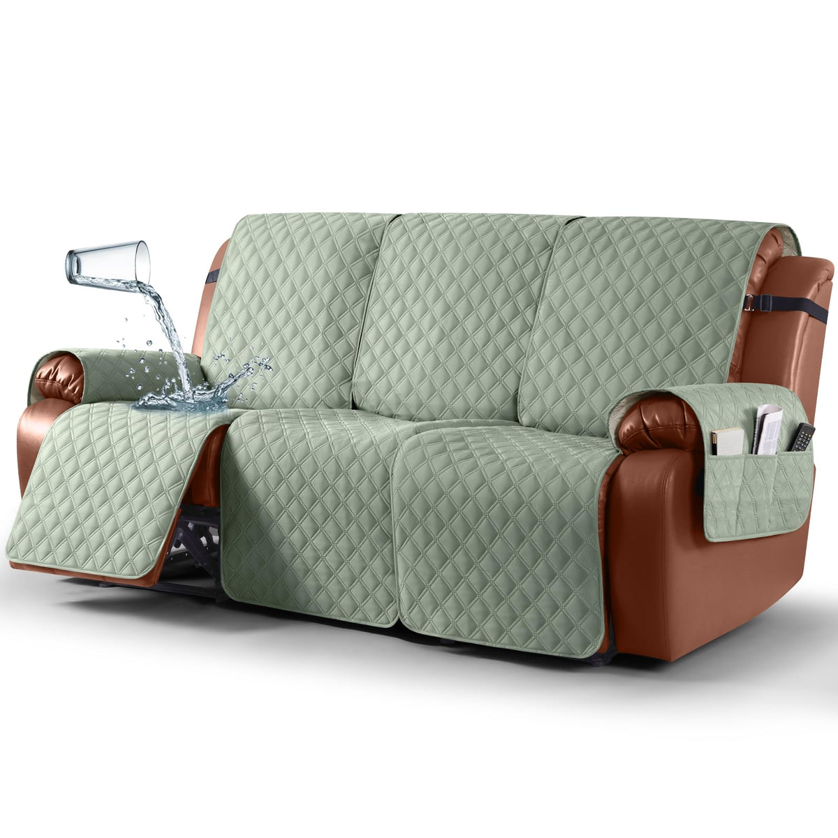 Ruaozz Waterproof Recliner Couch Covers, Non-Slip Sofa SlipCover, 3 Seater