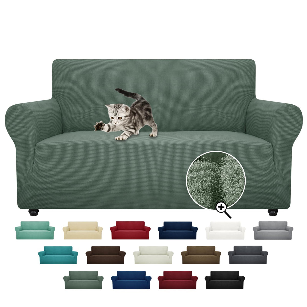 ZNSAYOTX Super Stretch Couch Cover (72"-92") Universal Sofa Covers with Elastic Bottom, Dog Cat Pets Friendly Washable Furniture Protector Fitted Sofa Slipcovers Stay in Place (Dark Grey, Sofa)