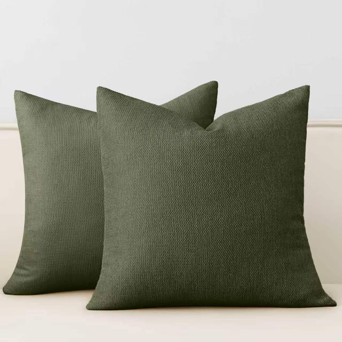 Natural Linen Look Throw Pillow Covers 18x18 Inch Set of 4, Textured Woven Decorative Pillow Covers, Neutral Square Cushion Covers for Couch Sofa Living Room Bedroom, Ivory Cream
