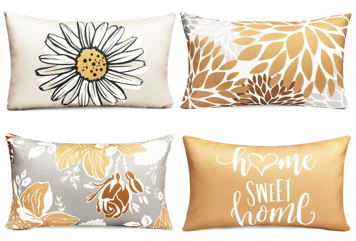 Decorative Boho Farmhouse Throw Pillow Covers 18x18 inch Set of 4