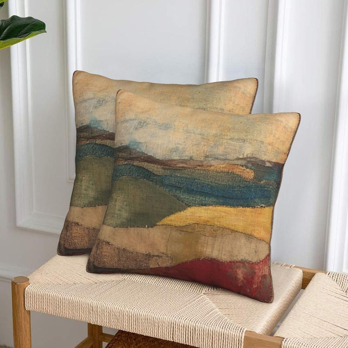 Landscape Throw Pillow Covers 18x18 Inch Set of 2 Western Decorative Cushion Cases for Couch Living Room Bedroom