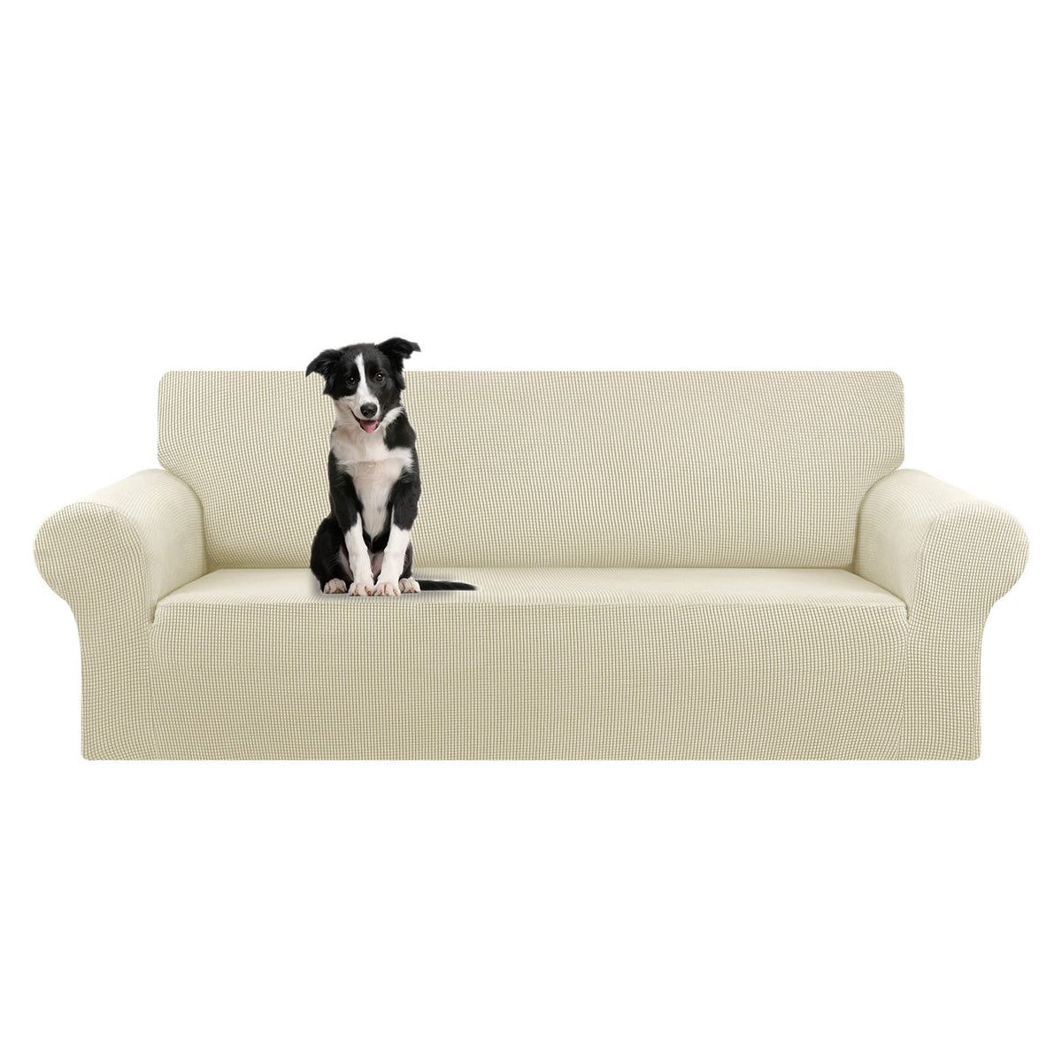 KEKUOU Stretch Couch Covers for Sofa, 3 Cushion Couch Slipcover,Black