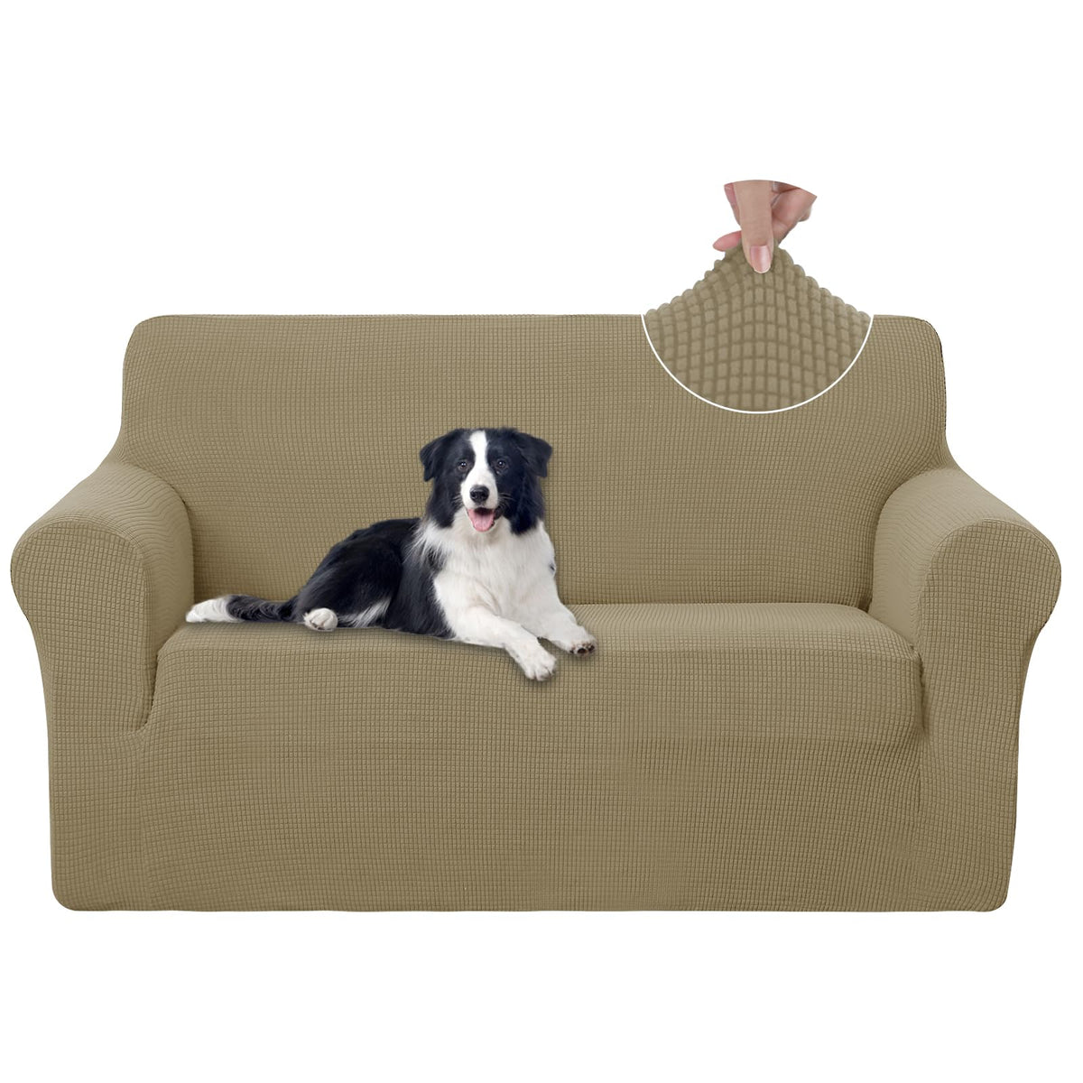 U-NICE HOME Stretch Couch Cover Slipcover for 3 Cushion Sofa, Chocolate