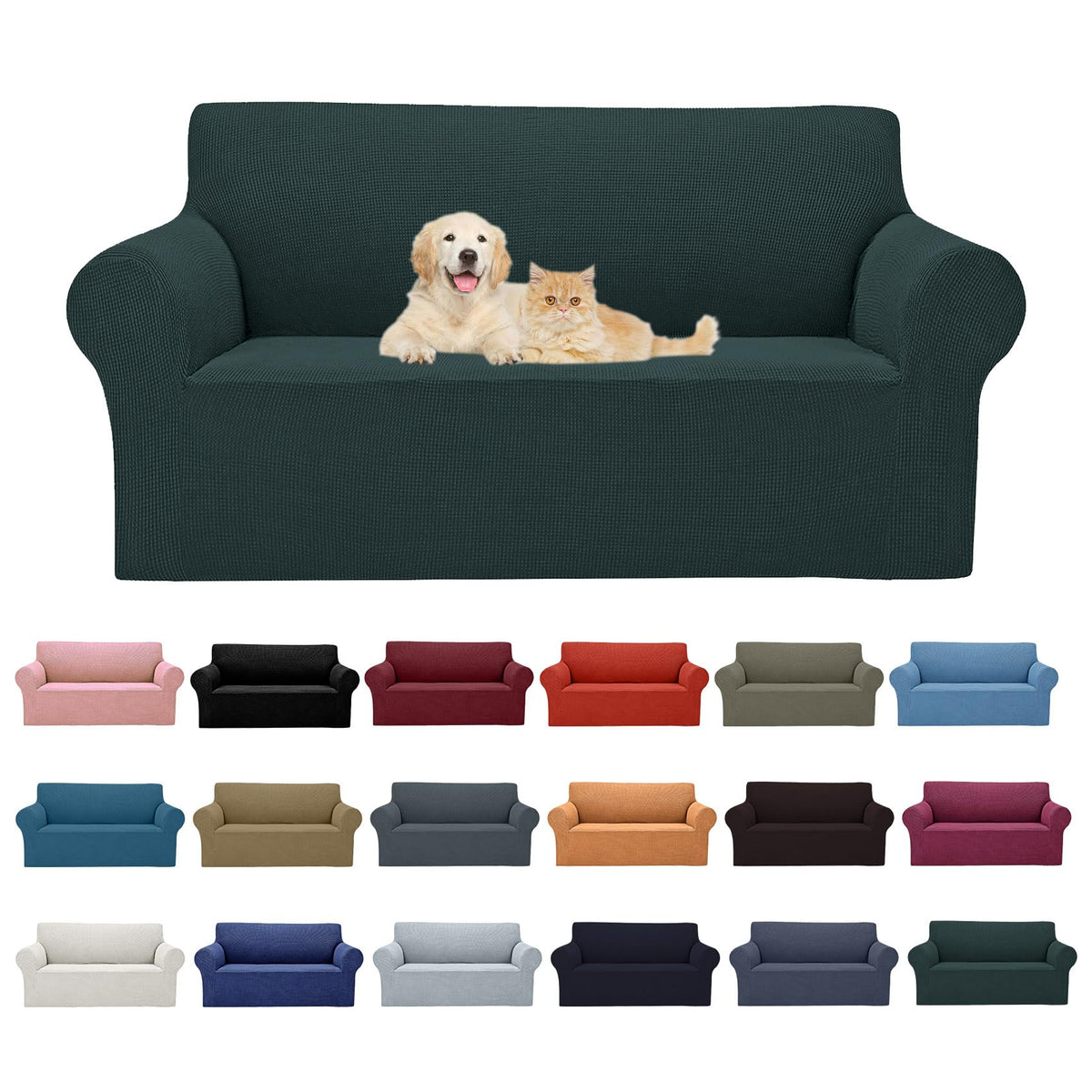 Cupuamon 2026 New Stretch Sofa Slipcovers Couch Cover for 3 Cushion Furniture Protector Sofa Covers with Elastic Bottom Jacquard Fabric Small Checks for Pets, Kids -Sofa, Black