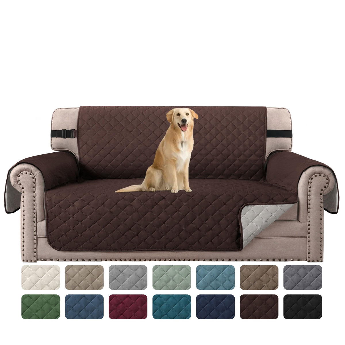 H.VERSAILTEX Reversible Couch Cover for 3 Cushion Cover Pet Friendly Sofa Cover for Dog Washable Furniture Protector Water Resistant Slipcover with Non Slip Elastic Strap(Sofa, Ivory/Beige)